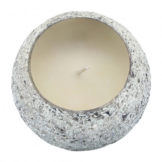 Candle On Silver Crackled Glass 11oz