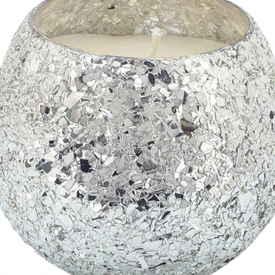 Candle On Silver Crackled Glass 11oz