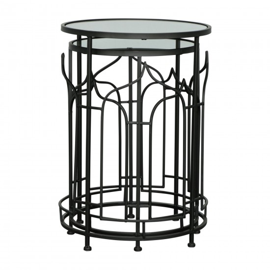 Metal, S/2 21/23"h Side Tables, Black
