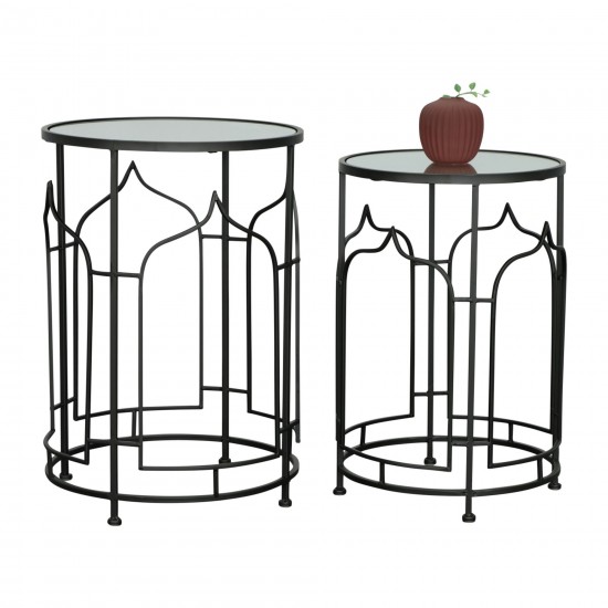 Metal, S/2 21/23"h Side Tables, Black