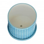 S/2 10/12" Mesh Lines Planter W/ Saucer, Aqua