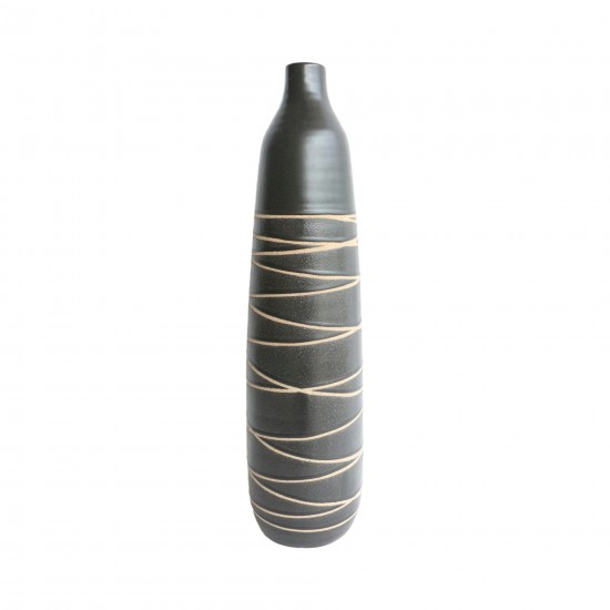 Cer, 22"h Tribal Vase, Black