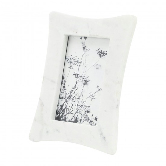 Marble, 4x6 Curved Photo Frame, White