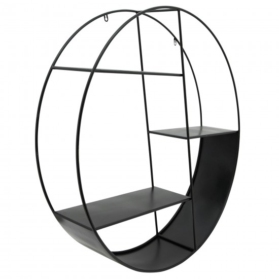 Metal, 32" 4-layered Round Shelf, Black