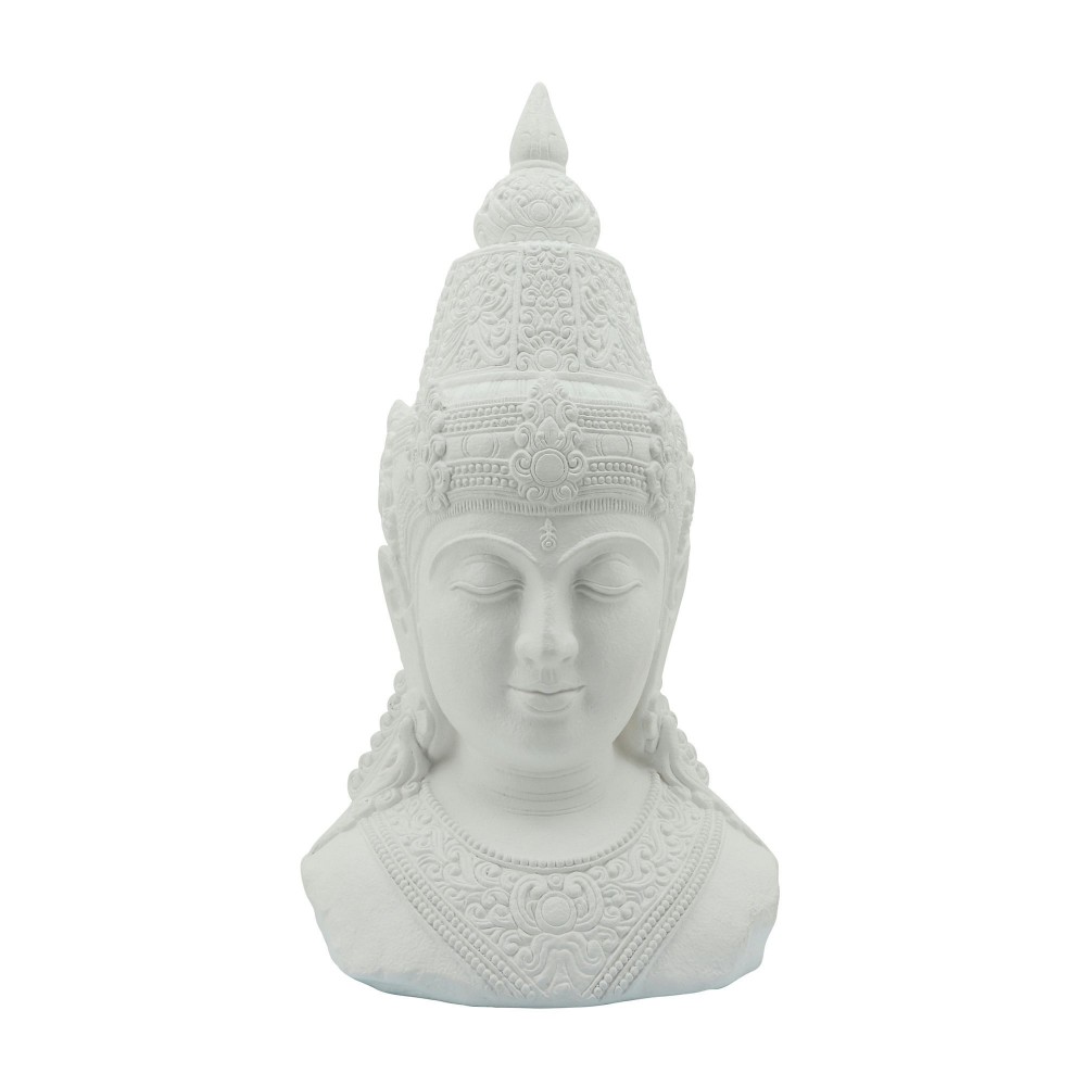 Resin, 28"h Buddha Head, White