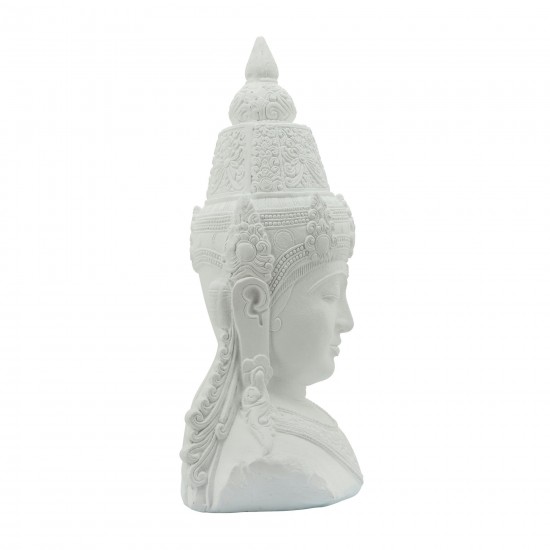 Resin, 28"h Buddha Head, White