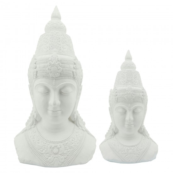 Resin, 28"h Buddha Head, White