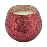 Candle On Red Crackled Glass 11oz