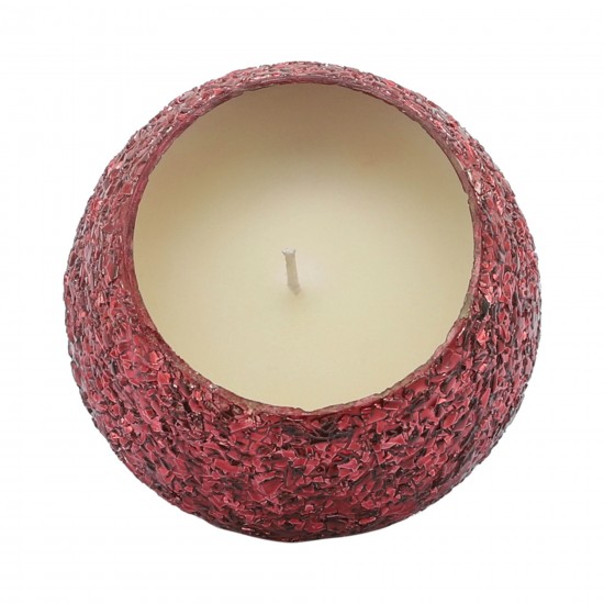 Candle On Red Crackled Glass 11oz