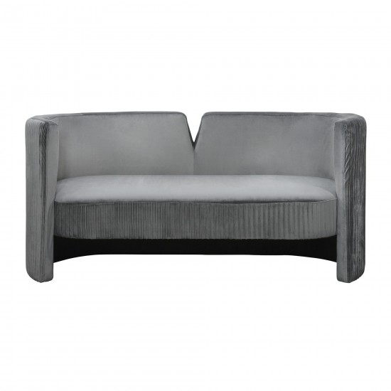 Pleated Velveteen Sofa, Gray