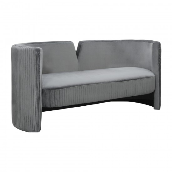 Pleated Velveteen Sofa, Gray