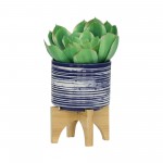 Cer, S/2 5/8" Planter On Stand, Blue