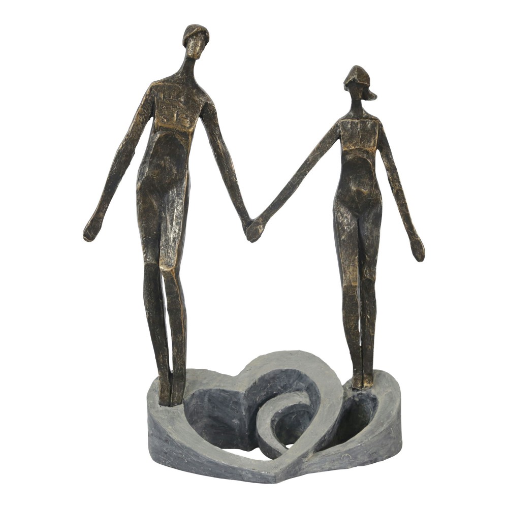 Polyresin 13" Couple Holding Hands, Bronze