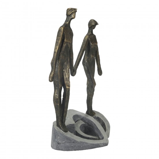 Polyresin 13" Couple Holding Hands, Bronze