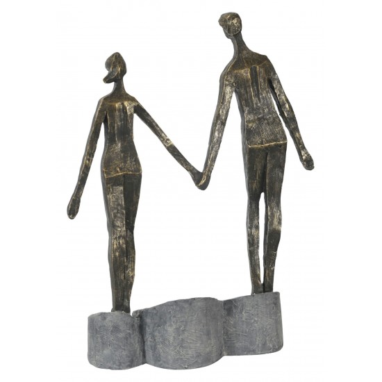 Polyresin 13" Couple Holding Hands, Bronze