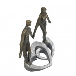 Polyresin 13" Couple Holding Hands, Bronze