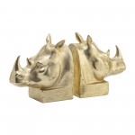 Res, S/2 8"h, Rhino Bookend, Gold