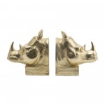 Res, S/2 8"h, Rhino Bookend, Gold