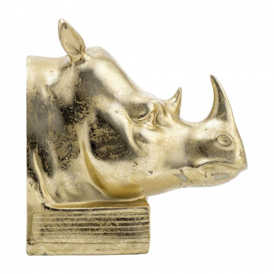 Res, S/2 8"h, Rhino Bookend, Gold