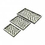 Resin, S/3 13/18/24" Chevron Trays, Gray/white