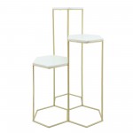 Metal, 3-layered Plant Stands, White/gold