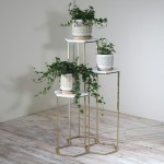 Metal, 3-layered Plant Stands, White/gold