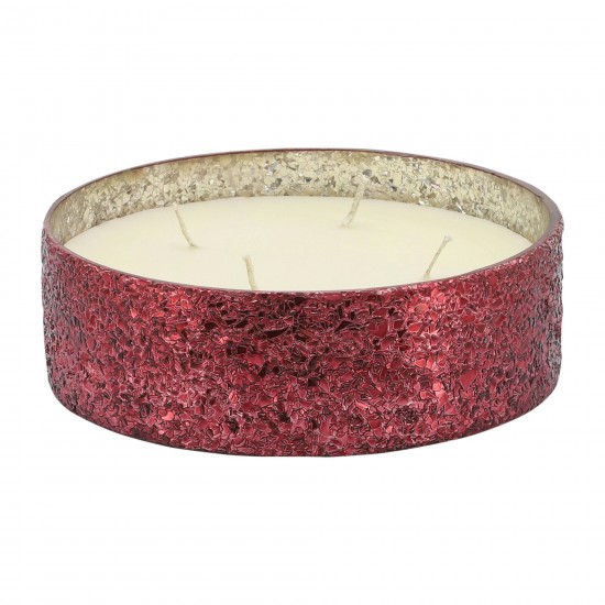 Candle On Red Crackled Glass 49oz