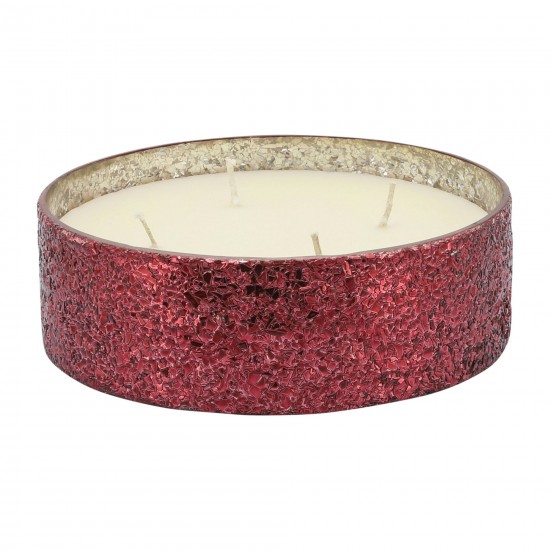 Candle On Red Crackled Glass 49oz