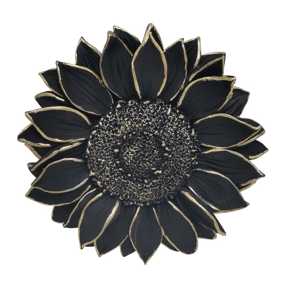 Resin 7" Sunflower Wall Accent, Black