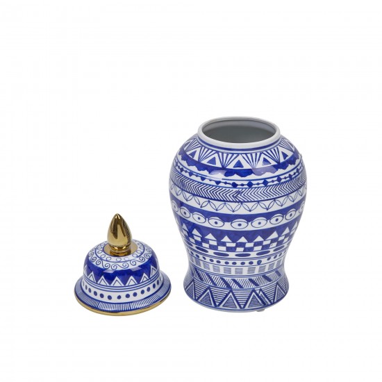 14" White/blue Temple Jar