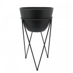 Metal 14" Planter In Stand, Black