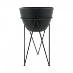 Metal 14" Planter In Stand, Black