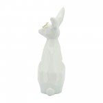 Cer, 8"h Sideview Bunny W/ Glasses, White/gold