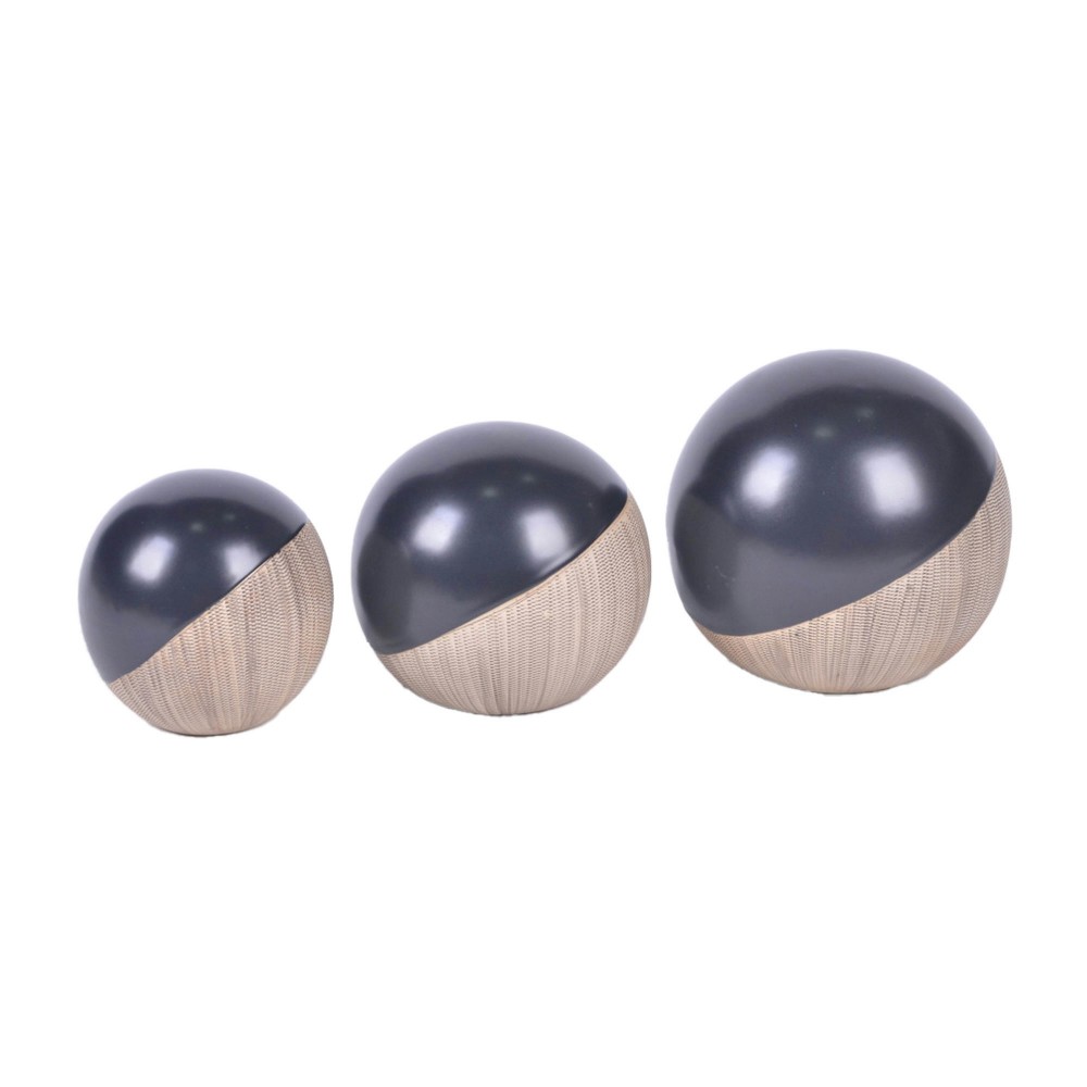 Cer, S/3 4/5/6", 2-tone Orbs, Cream/blk