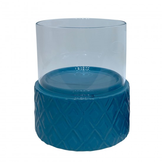 Turq Ceramic /glass 6" Pillar Holder, Diamond