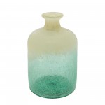 Glass, 12"h Frosted Vase, Green