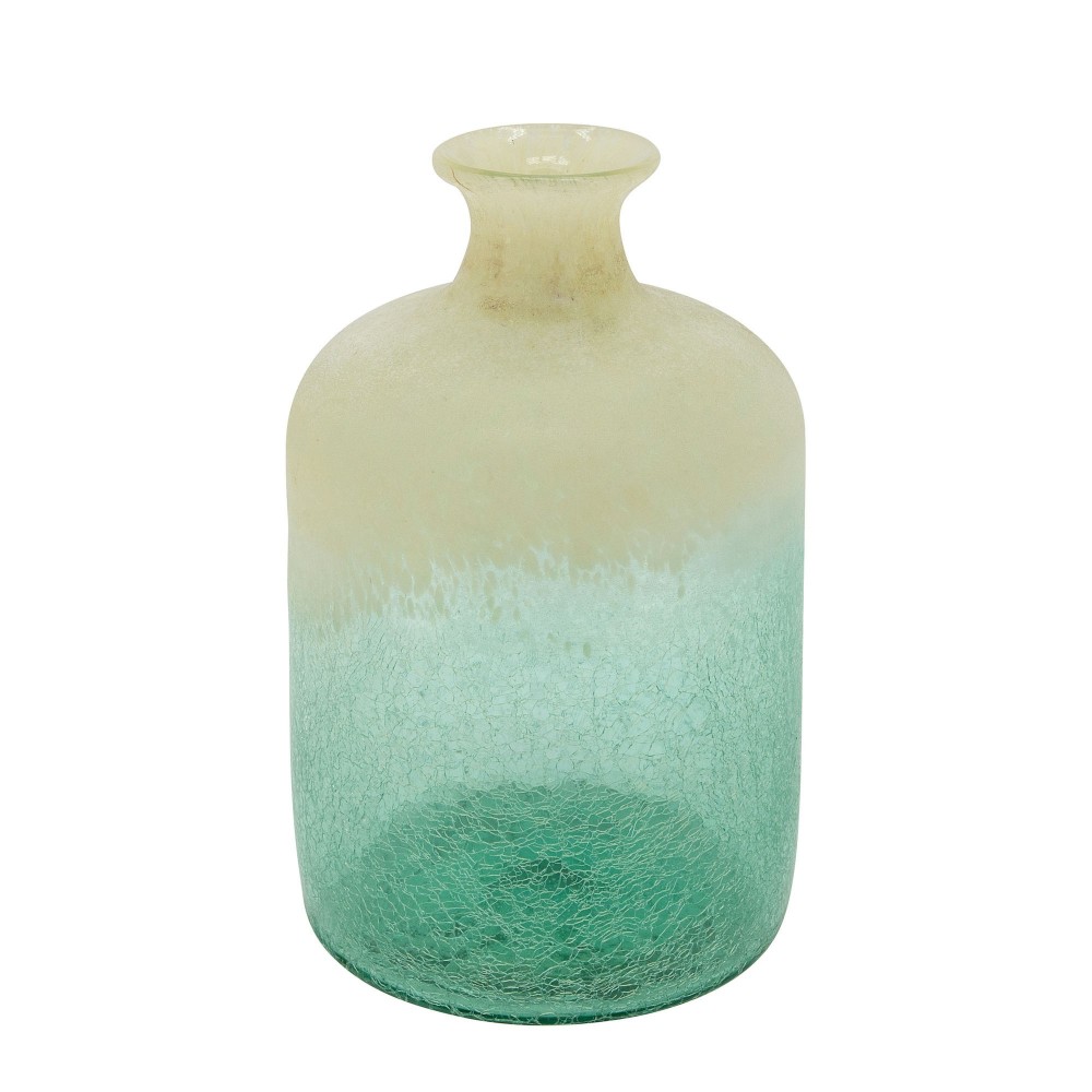 Glass, 12"h Frosted Vase, Green