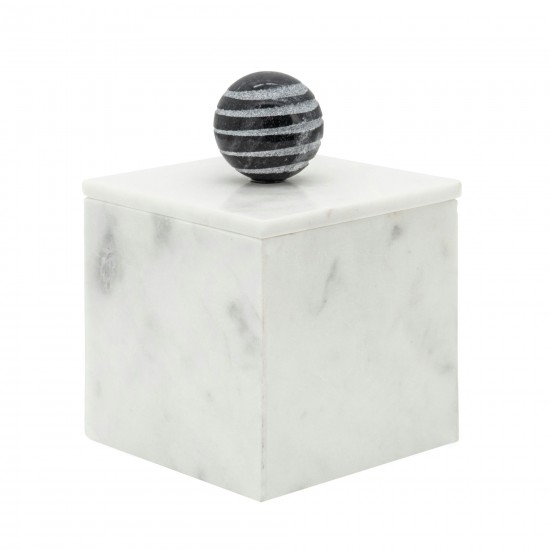 Marble, 5x7 Box W/ Orb, White