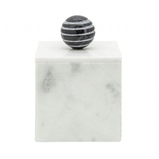 Marble, 5x7 Box W/ Orb, White