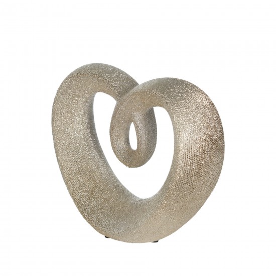 Ceramic 8" Beaded Heart Accent, Champange