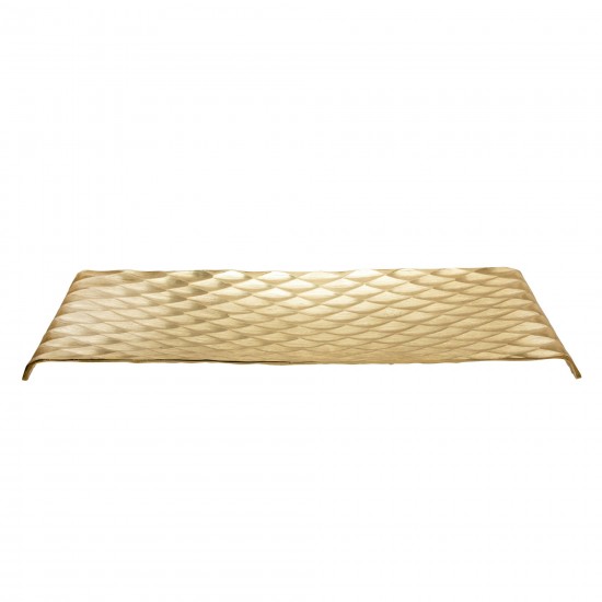S/2 Decorative Hammered Metal Tray, Gold/silver