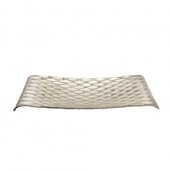 S/2 Decorative Hammered Metal Tray, Gold/silver