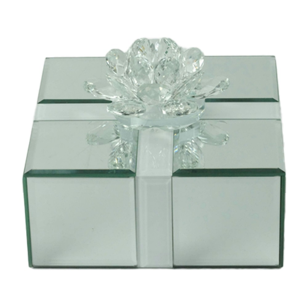 Glass, 7"d Square Jewelry Box, Clear