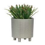 S/2 Footed Planters 9/6", Stripes, Silver