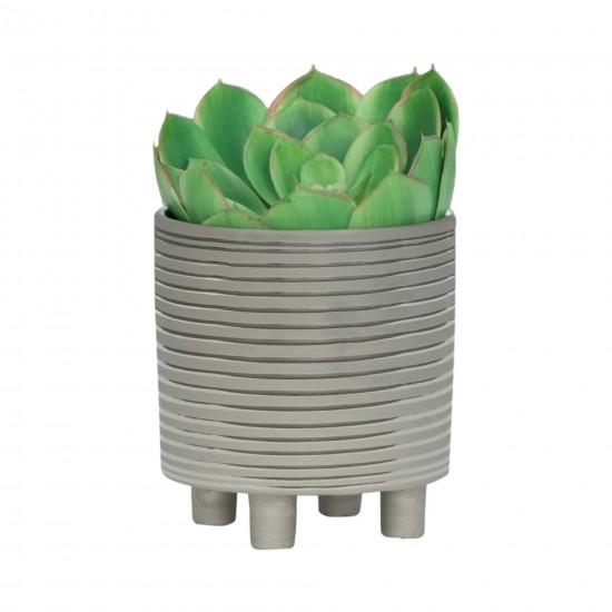 S/2 Footed Planters 9/6", Stripes, Silver