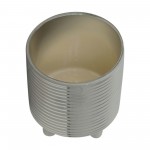 S/2 Footed Planters 9/6", Stripes, Silver