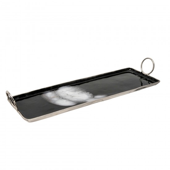 32x10 Metal Tray W/ Handle, Black