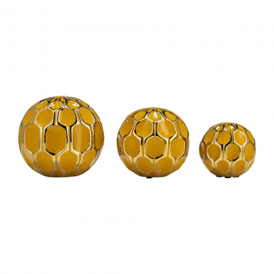 Cer S/3 4/5/6" Orbs, Honey/gold