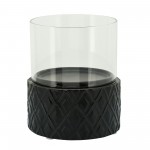 Black Ceramic /glass 6" Pillar Holder, Diamond