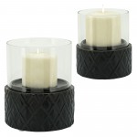 Black Ceramic /glass 6" Pillar Holder, Diamond